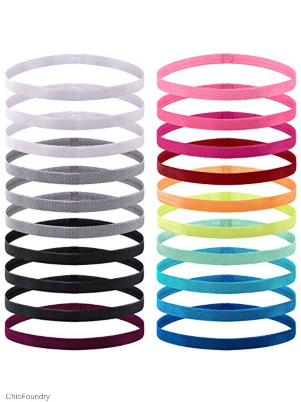 Non Slip Elastic Headbands for Workout Running Yoga - 20 Pack